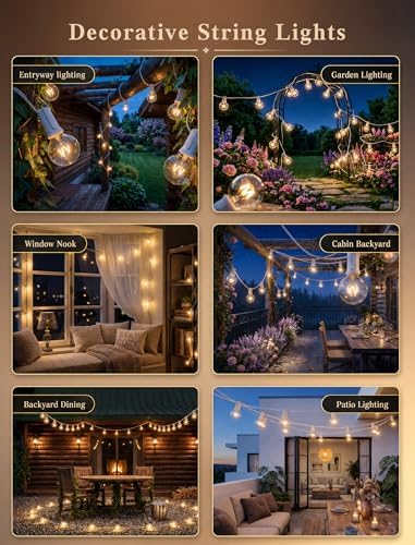 Outdoor String Light, 100Ft Waterproof Patio Lights with 105 Glass Bulbs - Image 6