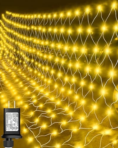 200 LED Christmas Decorative Net Lights, 9.8ft x 6.6ft with 8 Modes, Connectable, Timer, Waterproof, Low Voltage Bush Mesh Lights for Christmas Decorations, Home, Wedding by MIQIA