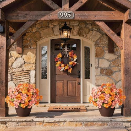 INQCMY 10 Pcs Artificial Fall Flowers for Outdoors UV Resistant Faux Mums - Image 4