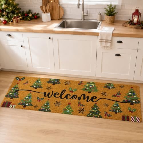 Long Doormat 48x 16 inch Christmas Tree Door Mat Welcome Doormat for Winter Christmas Front Door Outdoor Indoor Porch Entrance Decor Vivid - Image 5