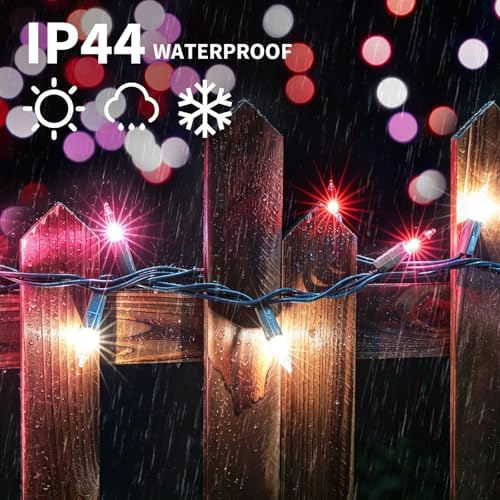 LAMPHOME Pink Red Clear String Lights, 31.9Ft 150 Mini Incandescent Fairy Lights, Valentine's Day Mother's Day Christmas Wedding Lights for Indoor Outdoor Patio Bedroom Xmas Tree Garland Decoration - Image 2