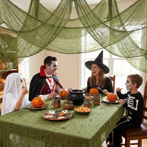 500"x 85" Dark Green Halloween Creepy Cloth, Fine Mesh Creepy Gauze Fabric - Image 5