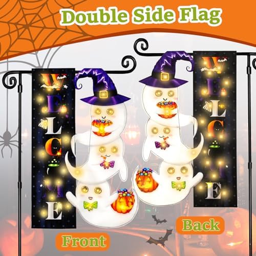 Halloween Lighted Garden Flag, Ghost Yard Decor, 12x18 In - Image 5