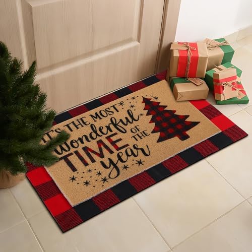 Tinideya 2 Pcs Christmas Tree Layered Doormat Set for Front Porch - Image 4