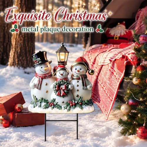 RattanView Christmas Snowman Yard Sign Outdoor Snowman Yard Decoration with Stakes Waterproof Garden Lawn Stake Sign Decoration for Xmas Patio Lawn Walkway Courtyard Party Decor - Image 5