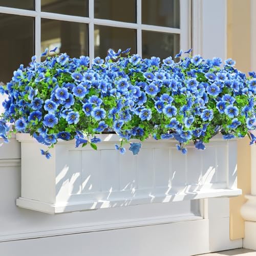 Ouddy Decor 12 Pcs Artificial Flowers for Outdoors Decorations, Blue - Image 6