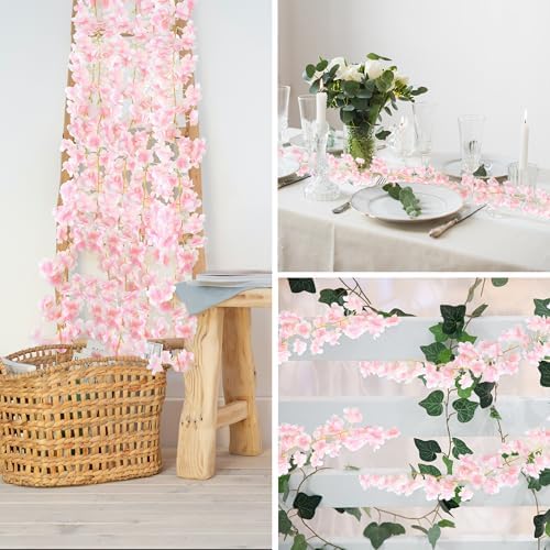 4PC 23.6FT Cherry Blossom Flowers Garland Vine for Decoration - Image 5