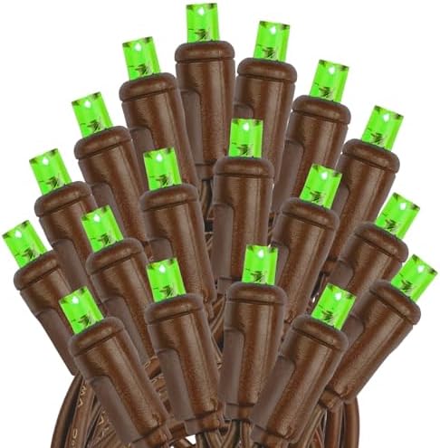 Novelty Lights 34ft 100 LED Green Christmas String Lights, Brown Wire - Image 4