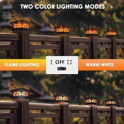 8 Pack Solar Post Cap Lights Outdoor, Flickering Flame & Warm White - Image 2