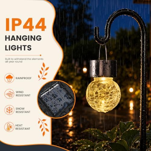 GIGALUMI Solar Lights Outdoor Hanging Lantern Garden Decor for Outside 8 Pc - Image 4