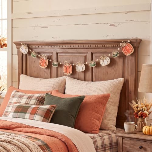 Cinnvoice Fall Pumpkin Garland Wooden Beads Garland Polka Dot Pumpkin Decor - Image 4