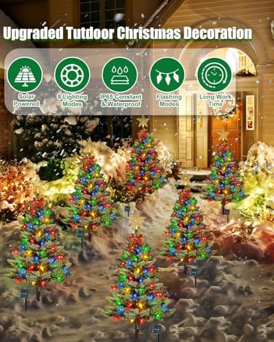 2 Pack Solar Christmas Trees Outdoor 100 LED Multicolor C6 Lights - Image 6