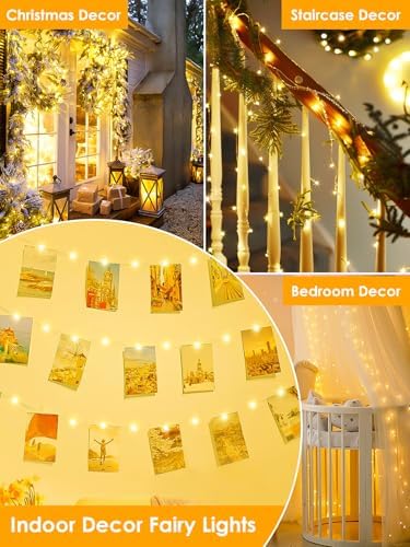 66FT 200 LED Fairy Lights Plug in, 8 Modes Twinkle Lights Warm White - Image 6