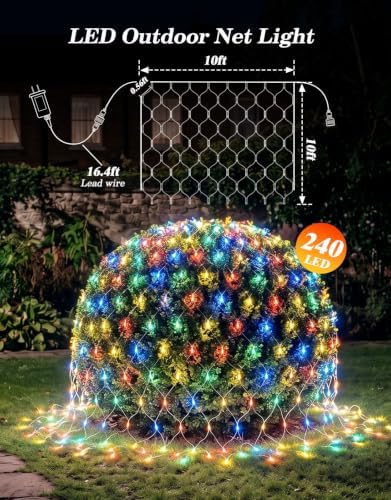 10x10FT Christmas Net Lights Outdoor Plug in with 8 Modes - Image 2