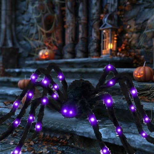 78" Jumbo Halloween Light up Spider Scary Giant Spider for Indoor Outdoor Halloween Spider Decorations Party Favor Yard Home House Décor Multicolor - Image 6
