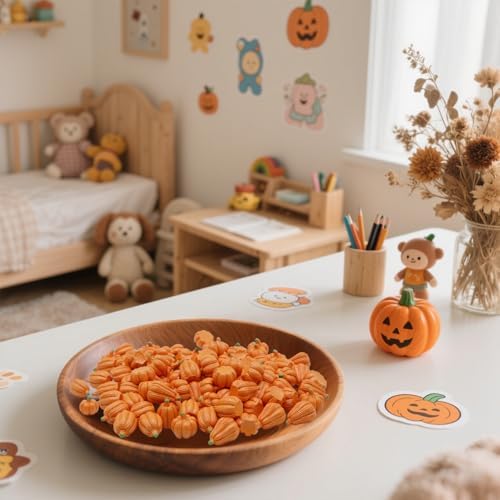 FESTGLOX 100Pcs Mini Pumpkins for Decorating,Resin Tiny Pumpkins for Crafts - Image 3