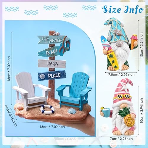 Wonderjune Beach House Decor Resin Sign Figurine for Mantle,Gnome - Image 3