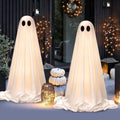 Halloween Decorations Outdoor Indoor, 2 Pack Light Up Cute Ghost Decoration Scary Sounds, Spooky DIY Standing Decor Set for Front Yards, Gardens, Porch, Lawn and Party by OOBILA
