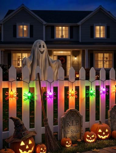 8.5Ft 10 LED Halloween Outdoor Spider String Lights Plug In, Waterproof - Image 6