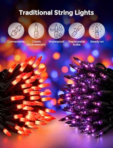20FT 100Ct Purple Orange Halloween Lights for Outdoor Indoor Decorations - Image 3