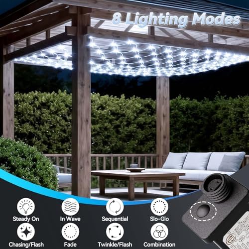 LitHome 13 x 13FT Christmas Net Lights Outdoor Mesh Lights Connectable - Image 2