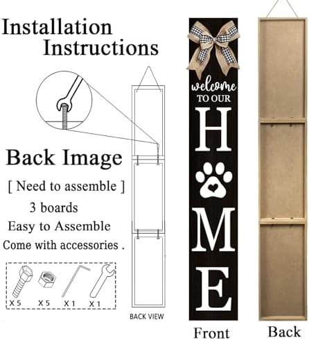 Foutcheou Welcome to Our Home Front Door Sign, 47"X8", Black - Image 5