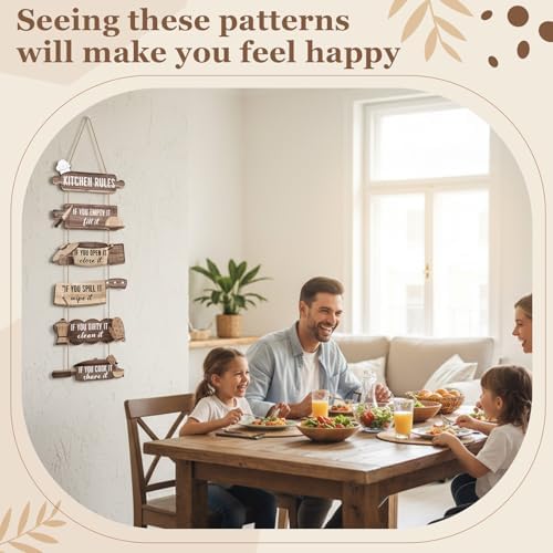 Chunful 6 Pack Kitchen Rules Signs and Decor, Rustic Wooden Hanging Kitchen Signs Wall Decor Funny Art Sign for Farmhouse Home Hotel Housewarming Gifts - Image 6