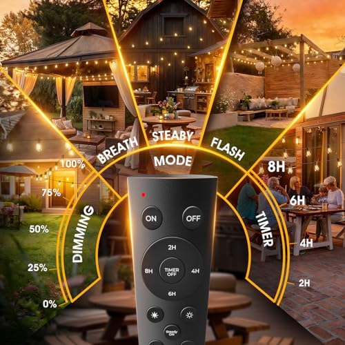 addlon 50FT LED Outdoor String Lights, Waterproof Dimmable Bulbs for Patio - Image 3