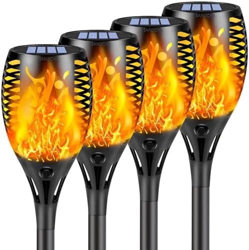Solar Torch Lights with Flickering Flame Larger Size Solar Flame Lights by SANJICHA