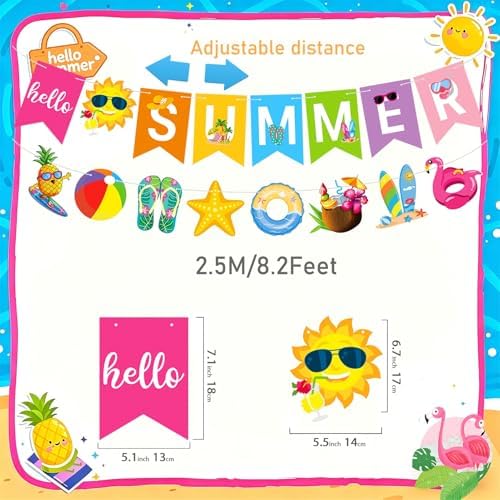 Hello Summer Party Decorations with Lantern & Swirls Beach Pool Party Decor - Image 4