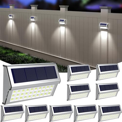 ROSHWEY Solar Deck Lights, Suitable for Fence Step Stair-Cool White-10Pack by ROSHWEY
