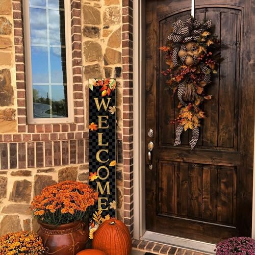 Fall Wooden Porch Sign 47" Autumn Pumpkin Maple Leaf Front Door Welcome Sign Vertical Standing Sign For Garden Home Yard Farmhouse Thanksgiving Decor - Image 4
