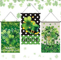 Tegeme 3 Pcs Happy St. Patrick's Day Banner Door Decoration St. Patricks Day Hanger Door Sign Green Shamrock Hanging Flag Ornaments for Irish Party Holiday Outdoor Indoor Home by Tegeme