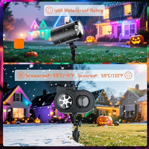 Halloween decorations outdoor, 2-In-1 Halloween Projector Lights outdoor with Remote Control(Ocean Wave & Patterns), Three Fixing Methods, Timer, 12 Slide &15 Colors for Halloween, Christmas, New Year - Image 7