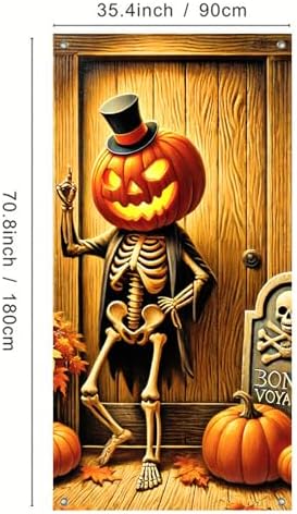 BlissYard Halloween Door Cover Jack Lantern 35x71 Inch Polyester - Image 3