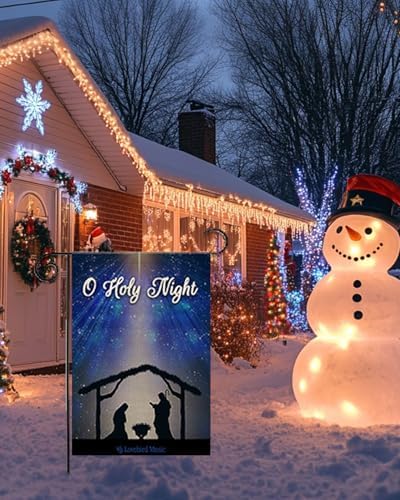 O Holy Night Jesus Nativity Garden Flag 12 x 18 Inch Double Sided, Christmas Winter Holiday Christian Yard Outdoor Flag - Image 3