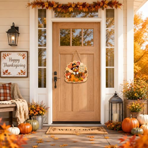 Thanksgiving Decorations - Hanging Wooden Sign for Front Door - Image 5