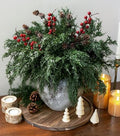 Faux Cedar Stems Artificial Norfolk Pine Branches for Christmas Decorations, 17 PCS Faux Pine Stems with Pinecones Red Berries Branches Realistic Faux Greenery for Vases DIY Garland Xmas Table Indoor by Ivydale