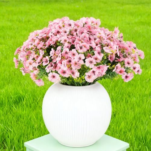 16 Bundles Artificial Flowers for Outdoor Realistic Faux Flower Spring Summer Garden Home Decoration, Hanging Daisy with Eucalyptus Leaves Fake Plants Greenery Balcony Porch Patio Front Door Decor - Image 2