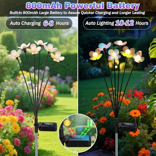 MRHEPHAESTUS Solar Garden Lights, 4 Pack 24 LED Solar Swaying Flower Light, Waterproof Firefly Lights Outdoor Fairy Light for Garden Patio Yard Pathway Flower Bed Decoration - Image 4