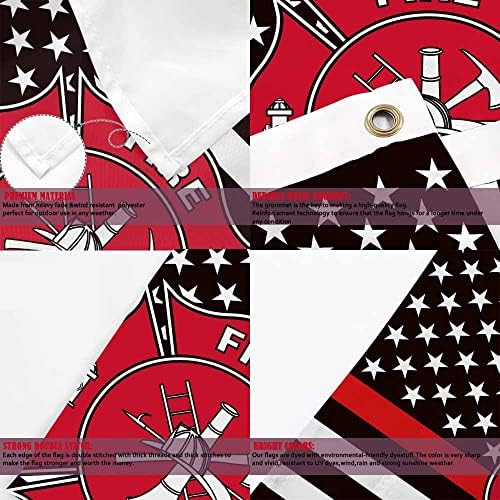 Yekiua Firefighter Flag 3X5 Outdoor Fire Department Thin Red Line American Flag Cross Double Sided Flags All Weather Long Lasting With 2 Brass Grommets - Image 4