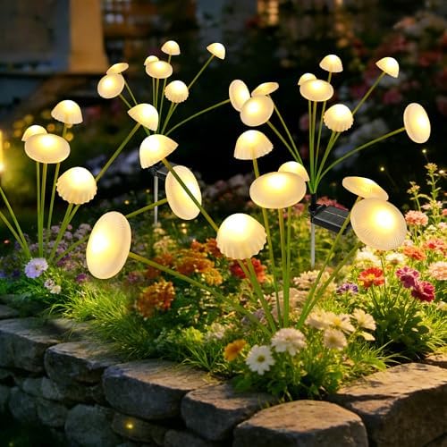 Solar Garden Lights Outdoor, 4Pack Solar Lights Garden Decor, Swaying Mushroom Lights Waterproof for Yard, Patio,Pathway Decoration,Gifts for Women,Mom(Warm White) by Unknown