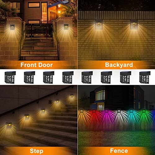 GOODFOEVER Solar Deck Lights, 8 Pack Fence Light with 2 Modes Lighting Warm White/RGB, Solar Outdoor Lights Waterproof for Wall, Fence, Patio, Stair, Landscape, Garden,Yard, Holiday Decor - Image 6