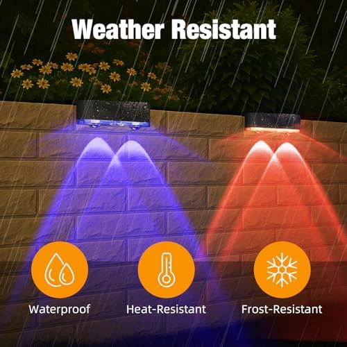 Peasur Solar Fence Lights Outdoor RGB, 4 Pack Step Light Solar Powered, Waterproof LED Deck Lights for Stairs Railing Yard Patio Outside - Image 5