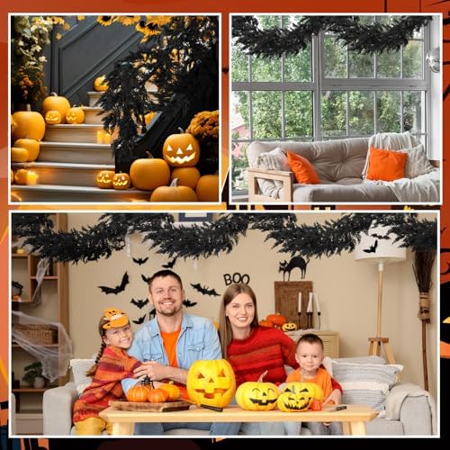 XunYee 6 Feet Black Halloween Garland, Gothic Vine Boughs - Image 6