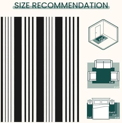 KOZYFLY Striped Rug 2x3 ft Brown and Black Woven Washable Stripes Doormat - Image 3