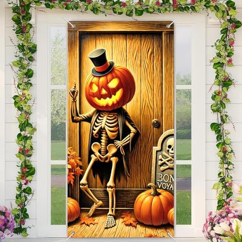 BlissYard Halloween Door Cover Jack Lantern 35x71 Inch Polyester by BlissYard