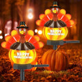 2 Pack Thanksgiving Solar Outdoor Lights Hand Painted Turkey Pumpkin Garden Lights Stake Fall Harvest Decor Driveway Lights Halloween Christmas Outside Yard Decorations for Patio Lawn Landscape by Eyourlife