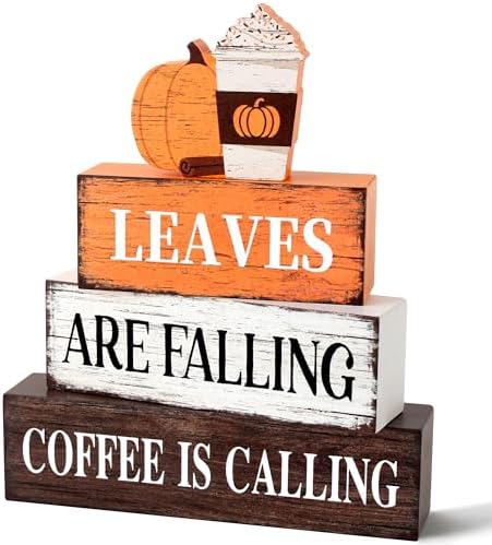 4 Pcs Fall Wooden Decor, Fall Table Decorations Gifts for Home by Gleegreets