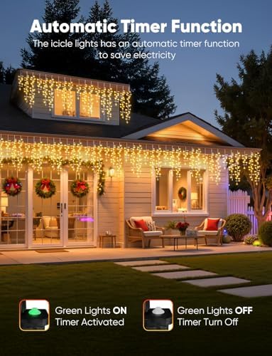 Brightown Icicle Christmas Lights Outdoor, 20FT 600LED Cluster Icicle Light - Image 4